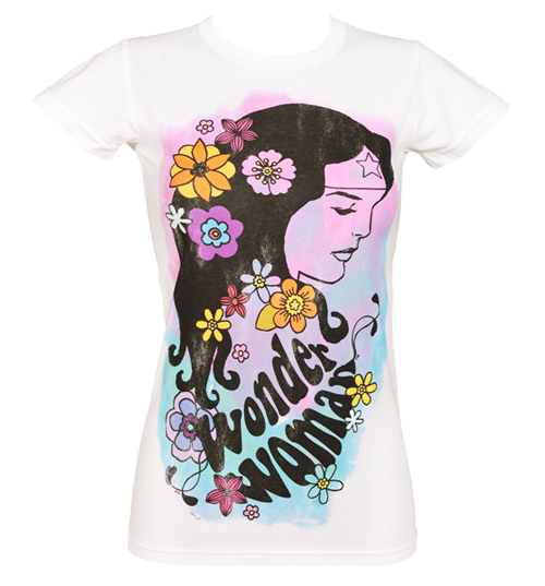 Ladies Wonder Woman Flower Power T-Shirt from