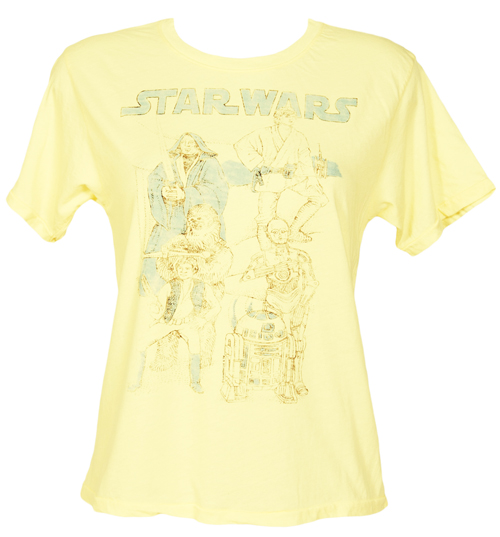 Ladies Yellow Star Wars Oversized Crop T-Shirt