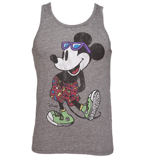 Mens Grey Beach Wear Mickey Mouse Sleveless