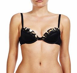 Black leopard and lace push-up bra