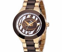 Brown and gold-tone ceramic watch