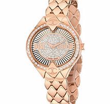 Sphinx rose gold-tone snake strap watch