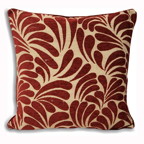 ABSTRACT LEAF CUSHION COVER - Contemporary Sofa Beige Burgundy Red Cushion Case Burgundy ( Red Beige ) 1 x Cushion Cover 18`` x 18``
