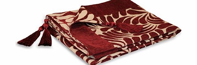 Just Contempo ABSTRACT LEAF THROW Contemporary Sofa Bed Blanket Beige Burgundy Red Throw Over Burgundy ( Red Beige ) 145cm x 180cm
