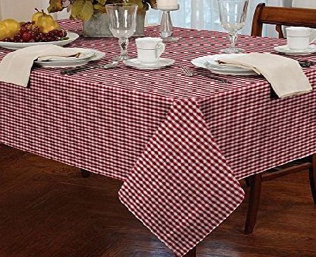 Just Contempo TRADITIONAL GINGHAM TABLE CLOTH - Check Kitchen Dining White amp; Red Tablecloth Red Table Cloth - 54`` x 54``