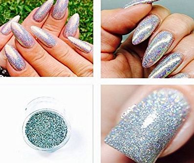 Just Crystals Boutique Mermaid Laser Silver Holographic Acrylic Powder Pre Mixed Glitter Nail Extension Art Design 5g Pot