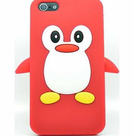 Iphone 5 Smartphone Contract Or Pay As You Go Penguin Cute Animal Red Silicone / Skin / Case / Cover / Shell / Protector / Mobile / Phone / Smartphone / Accessories.