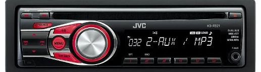 JVC KD-R321 Car CD Receiver with MP3 Stereo, Front Aux - Red Illumination