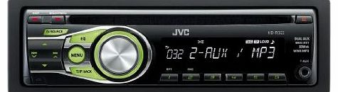 JVC KD-R322 Car CD Receiver with MP3 Stereo, Dual Aux-in, RCA Pre-Out - Green Illumination