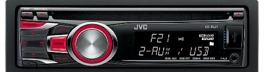 KD-R421 Car CD Receiver with MP3 Stereo, Front USB, Dual Aux-in - Red Illumination