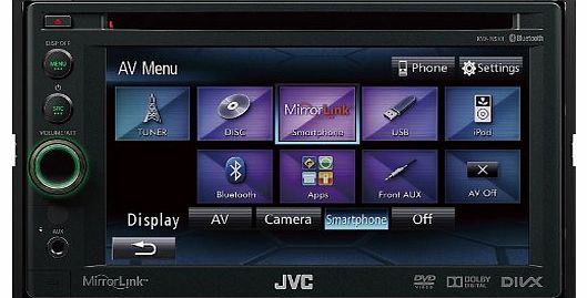 JVC KW NSX1 (JVC Audio Visual; Double Din head unit 6.1 inch;Detachable Touch screen Radio DVD/DivX/ CD/ MP3 player Mirror Link with apps mode Direct IPOD/ IPHONE/Android Control (IPOD VIDEO NEEDS ks