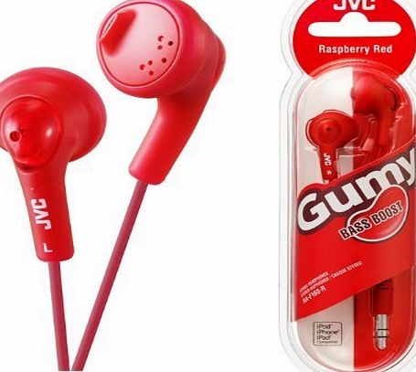 JVC UKDapper JVC HAF160 Red Gumy Bass Boost Stereo Headphones for iPod, iPhone, MP3 and Smartphone