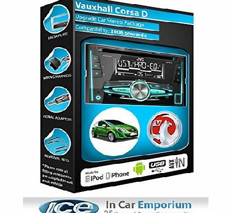 JVC Vauxhall Corsa D CD player radio, JVC car stereo with front USB AUX in play iPod iPhone Android