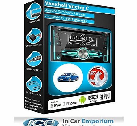 JVC Vauxhall Vectra C CD player radio, JVC car stereo with front USB AUX in play iPod iPhone Android