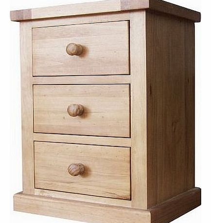 K.Interiors Collection Salisbury Large 3-Drawer Bedside Cabinet with Lacquer Finish, Brown