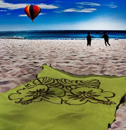 K2 Luxury Large Egypitian Cotton Beach / Swim Towel. Super Soft, Versatile Towel in Olive with a Floral