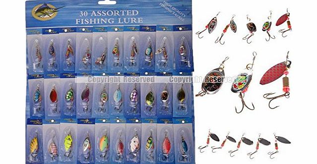 30pcs Kinds Of Fishing Lures Rotation Sequins Set Hooks Minnow Baits Tackle Shipped With Tracking No. & A Exclusive Gift