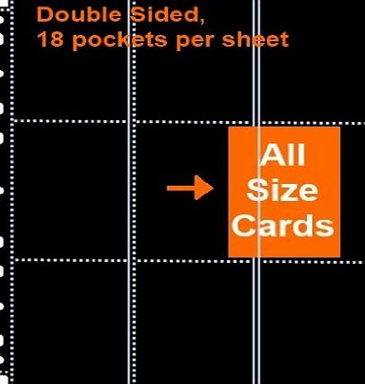10 Double Sided 9 Pocket Page Black ( Total 18 Pocket ) for Ultra Pro Binder Trading Cards for Storing Mtg Magic Yugioh Wow Match Attax Pokemon