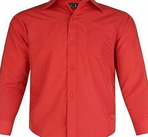 KCL London Boys Formal Shirt Wedding Christening Smart Party or Casual Long Sleeved 5-15Y (13-14 Years, Sky Blu