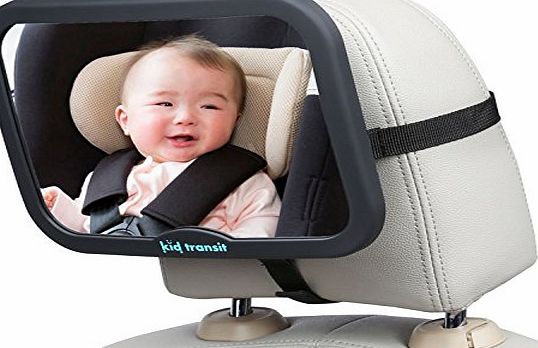 Kid Transit Baby Car Mirror by Kid Transit - Large, Clear, Safe, Baby Mirror for Cars. Easy amp; Quick Install. Wobble-Free, 100 Shatterproof. Child Rear View Mirror - BLACK *** BONUS Baby Food Recipes ebook **