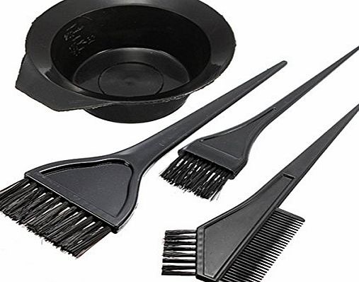 King So KINGSO 4 Pcs Hair Color Dye Bowl Comb Brushes Kit Tint Coloring Bleach Hairdressing Salon Set