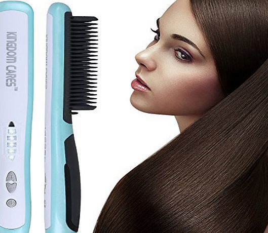 KINGDOM CARES KINGDOMCARES Christmas Gifts Hair Straightener PTC Fastest Heating Detangling Ceramic Blue Comb Professional Hair Styling Straightening Brush Hair Care Salon quality 1st for Soft Thin Thick Curled Hai