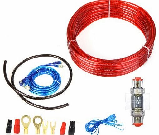 KINGZER  1500W 8GA Car Audio Subwoofer Amplifier AMP Wiring Fuse Holder Wire Cable Kit