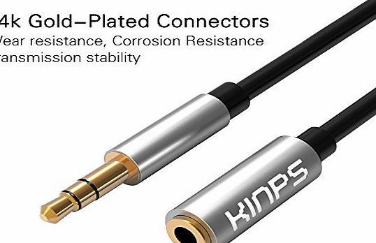 Kinps 5M Audio Auxiliary Stereo Extension Cable 3.5mm Male to Female, Stereo Jack Cord for Phones, Headphones, Speakers, Tablets, PCs, MP3 Players and More (16.6ft/5m, Black)