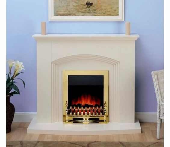 Modern Cream Electric Fire Surround Set Complete Fireplace Package Suite