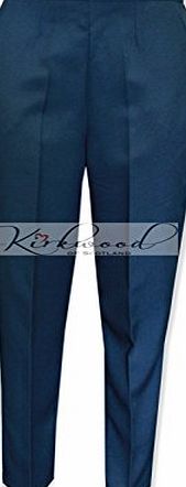 Kirkwood Of Scotland Ladies Elasticated Trousers New Womens Half Stretch Waist Casual Office Work Formal Trousers Pants With Pockets Plus Big Size 8-24 Short (25inch LEG) (10 Short( 25``), Navy)