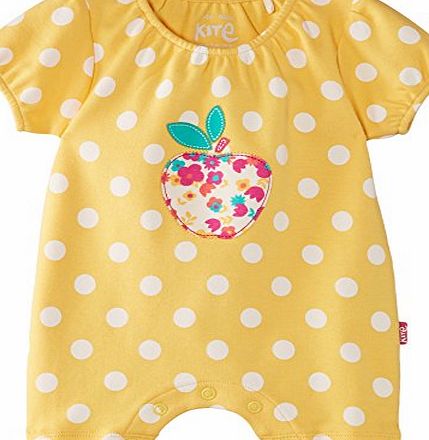 Kite Baby-Girls Apple Spot Polka Dot Round Collar Short Sleeve Romper, Yellow (Primrose), 3-6 Months