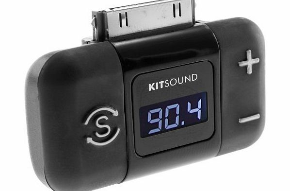 Kitsound  In-Car FM Radio Transmitter with 30-Pin Connection for iPhone 3/3G/3GS/4/4S, iPad 2/3, iPod Touch 4th Generation and iPod Nano 6th Generation - Black