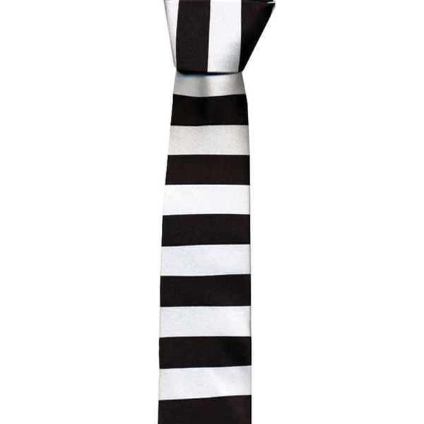 Black / White Horizontal Stripe Skinny Tie by