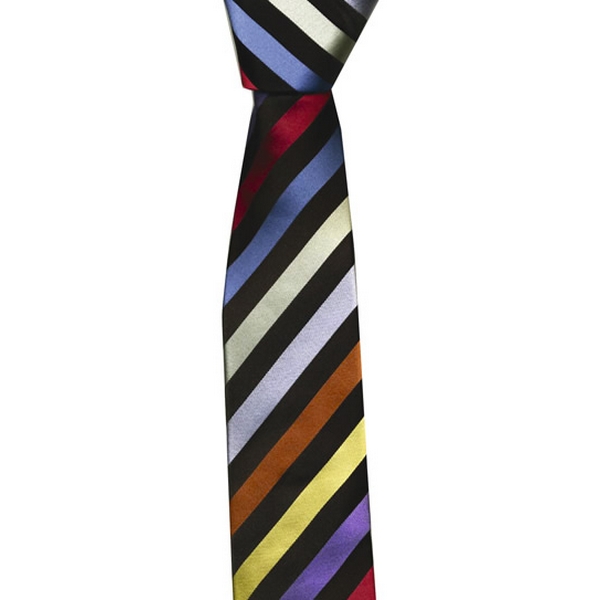 Black Multi Stripe Skinny Tie by