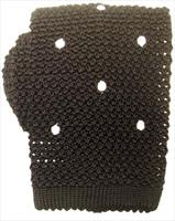 Black/White Spotted Silk Knitted Tie by