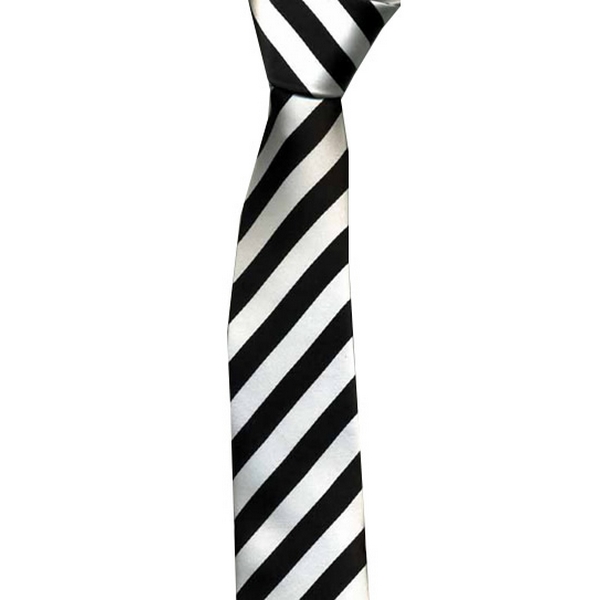 Black/ White Stripe Skinny Tie by