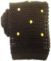 Black/Yellow Spotted Silk Knitted Tie by