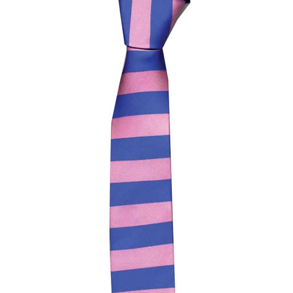 Blue / Pink Horizontal Stripe Skinny Tie by