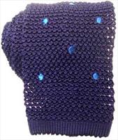 Blue Spotted Silk Knitted Tie by