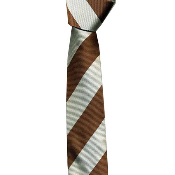 Brown / Light Grey Stripe Skinny Tie by