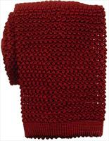 Deep Red Silk Knitted Tie by