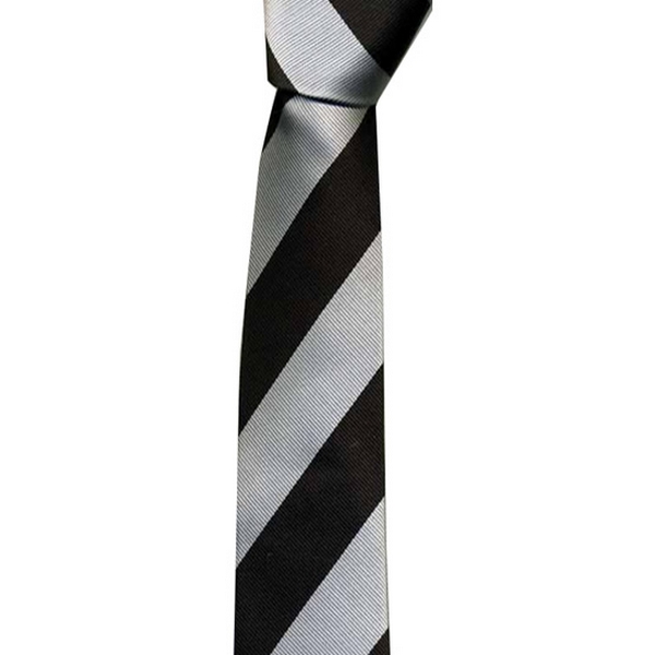 Grey / Black Stripe Skinny Tie by