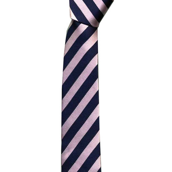 Navy / Lilac Stripe Skinny Tie by