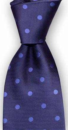 Navy Blue Polka Dot Silk Tie by