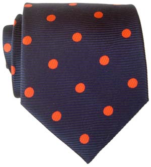 Navy Blue/Red Polka Dot Silk Tie by