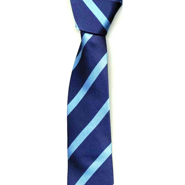 Navy/ Blue Stripe Skinny Tie by