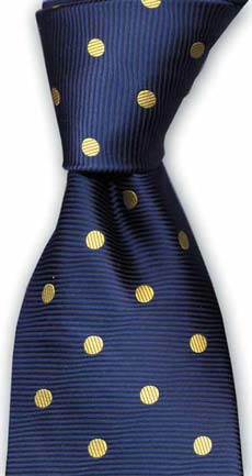 Navy Blue/Yellow Polka Dot Silk Tie by