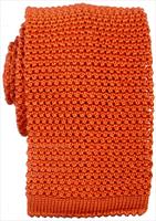 Orange Knitted Silk Tie by