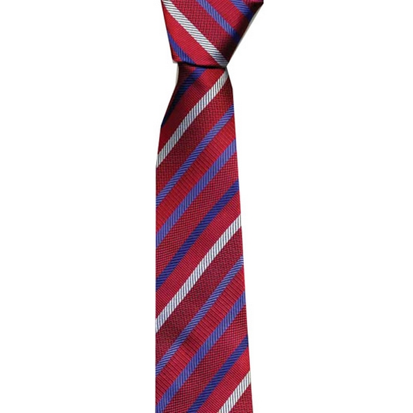 Red / Blue Multi Stripe Skinny Tie by