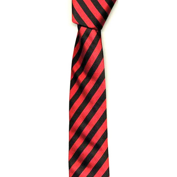 Red/ Black Stripe Skinny Tie by